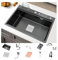 NJDQFA Fregadero Cocina Bajo Encimera O sobre Encimera,Fregaderos De Un Seno Acero Inoxidable,Multifuncional Encimera Cocina con Accesorios,C,80 * 46cm/31.5 * 18.1in