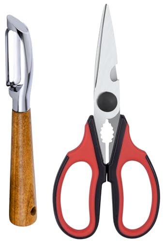 KYDIFS Left Handed Kitchen Scissors and Left Handed Peeler (2 Pack) | All Purpose，Stainless Steel，for Adults, Great for Kitchen, Home