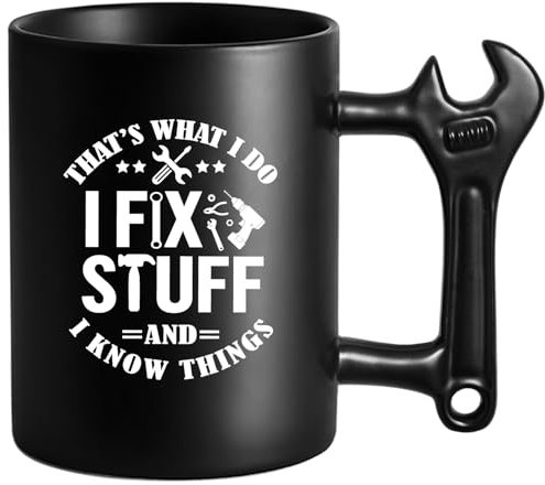 LOZACHE Funny Coffee Mug for Men, Wrench Handle, Novelty Gift for Dad Mug, Best Dad Birthday Present, Christmas Gifts for Grandpa Uncle Husband