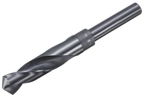 sourcing map 18 mm Bohrer, 1,27 cm, reduzierter Schaft, 9341, Hochgeschwindigkeitsstahl, Spiralbohrer, HSS, Nitrieren, schwarze Oberfläche, 135 °, für Stahl, Aluminiumlegierung, Holz, Kunststoff,