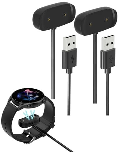 2 Pack Caricatore Magnetico Compatibile con Amazfit GTR 2/2e GTS 2 Mini/4 Mini T-REX Pro (non per T-REX) Active/Active Edge Bip 5/3/3 Pro/U Pop Pro Zepp E Z USB Cavo di Ricarica Ricambio 1M Nero