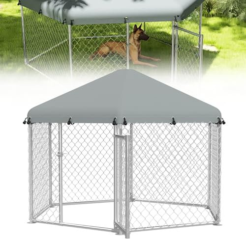 UISEBRT Hundezwinger Hundehütte Outdoor Hundehaus 210x185x150 cm UV- & Wasserdicht Hundekäfig mit Dach aus 420D Oxford-Gewebe Welpenlaufstall Verschließbares Riegelsystem und Sicheres Design