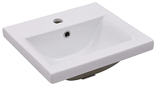 Lavabo empotrable 42 x 39 x 18 cm de cerámica en color blanco, duradero y fácil de limpiar para baño y cocina, ideal para espacios pequeños