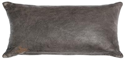 Centaur - Deko Lederkissen 50 x 30 cm für Sofa oder Schlafzimmer basaltgrau - Echt Leder Kissen Echtleder Sofakissen Lederoptik