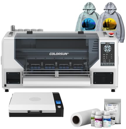 Colorsun A3 DTF Printers Compatible With XP600 A3 Dtf Printing Machine For Apparel Direct To Film Printing On T-Shirt Hoodies And Other Garments(Package 1)