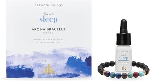 Green People Alexandra Kay Time to Sleep Bracelet Gift Set | Bracelet Gift Set, Essential Oil Blend and Lava Stone Bracelet, Natural Aromatherapy Gift Set, Lava Stone Aroma Bracelet