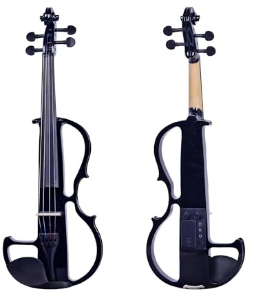 Violine üben Weiße Violine 4/4 Zoll Eingebauter Silent Pickup(Black)