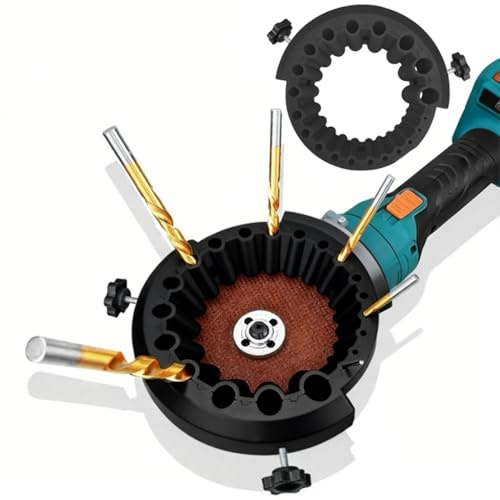 SMARTANG Drill Bit Sharpener Attachment for 4-1/2in & 5in Angle Grinders, Fits 1/8 to 1/2 (3-12.5mm) Bits, Heavy Duty High-Strength Tool for Restoring Old Bits (Black)