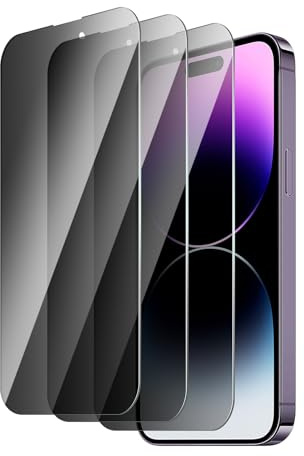QZYWIKA Protection écran pour iPhone 14 pro max, Anti espion 3 Pièces, Film en verre trempé de dureté 9H Anti-Rayures Anti-Empreinte Installation Facile