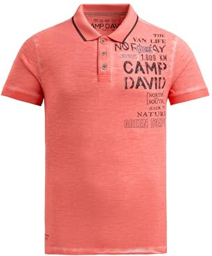 Camp David Herren Poloshirt mit Vintage Prints Wild Salmon, 4XL