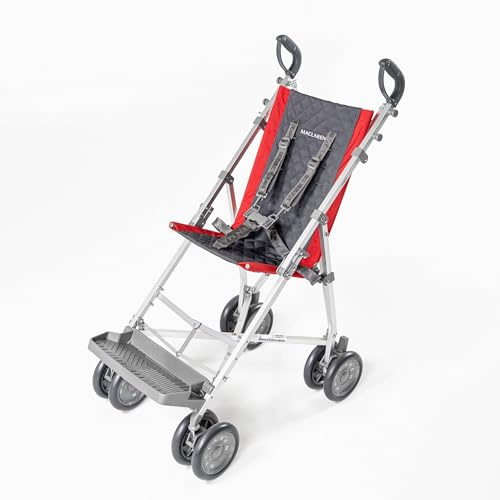 Maclaren Major Elite Kinderwagen für Behinderte & Zubehörpaket * Kinderwagen für besondere Bedürfnisse für ältere Kinder bis zu 50 kg (110 lbs) * Regenschirm-Faltung * (Cardinal Rot)