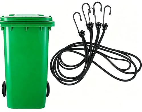 5 Pcs Wheelie Bin Lock, 60cm Heavy-Duty Wheelie Bin Locks for UK Bins | Secure Lid Straps to Prevent Pests, Pack of 5 Bin Locks Wheelie