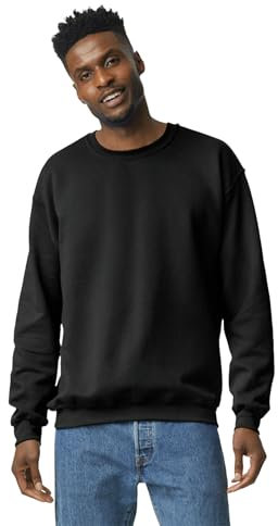GILDAN Men's Fleece Crewneck Sweatshirt, Style G18000, Black, S