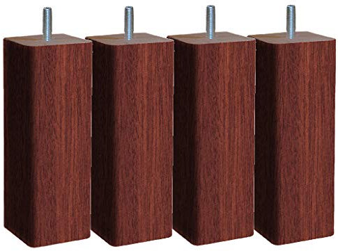 MARGOT 3700527844459 Douceur Scandinave Carré Lot de 4 Pieds de lit Bois Acajou Hauteur 17 cm