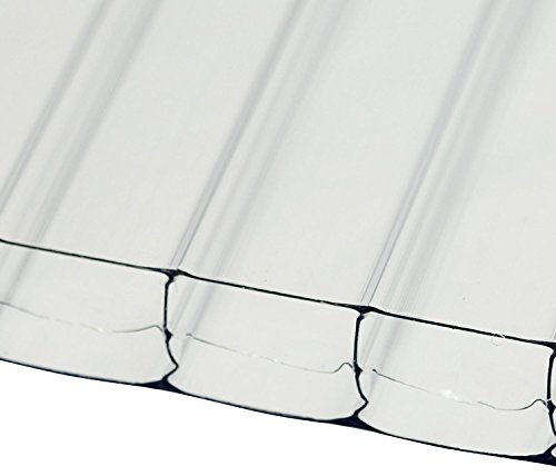 Clear, 1 x 4m (Width x Length) 16mm Multiwall Polycarbonate Sheets Poly Plastic Roof Panel for Lean-to Canopy Conservatory