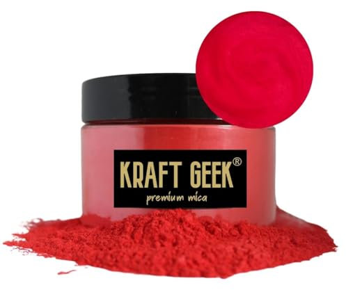 KRAFT GEEK Mica Roja Marte Premium en Polvo 50g. Tinte en polvo para pigmentos de resina epoxi, colorantes de jabón natural, velas, limo, bombas de baño, maquillaje, uñas, telas, tintes para telas, ce