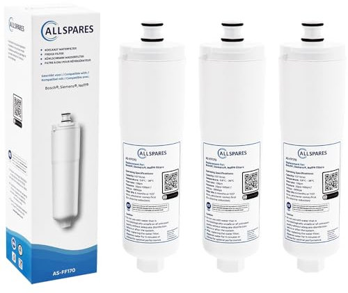 AllSpares Wasserfilter für Kühlschrank geeignet für Bosch Siemens CS-52 / CS-51/640565 und 3M 70020002518 (3 Stück)