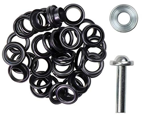 Ösen mit Scheiben & Werkzeug – 4/5/8/11/14 mm – rostfrei – silber, schwarz, gold – Ösen Set für Leder, Stoff, Planen, Vorhänge – DIY Zubehör für Handwerk, Basteln & Reparaturen rostfrei (schwarz 8mm)