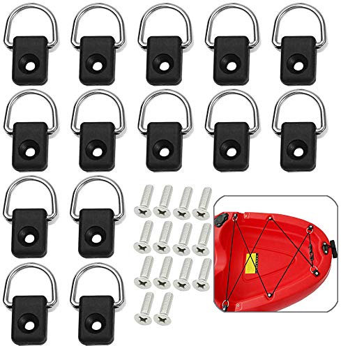 Xinlie Kayak Fishing Rigging D Rings D Buckle Tie Down Loop Kayak Rigging D Rings Stainless Steel Lashing Rings Kayaking Rigging D Ring for Canoe Kayak Boat, Fishing and Sailing (14 Pieces)