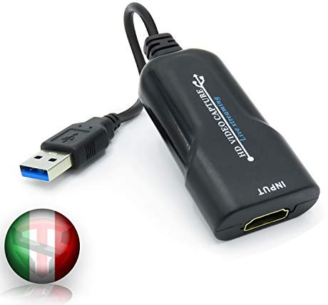 TechSide Scheda di acquisizione Video da HDMI a USB 3.0 | 2024 Windows 11 MacOs Catalina Android Linux | 1080p 60 Fps per DSLR Videocamera Action Cam Streaming