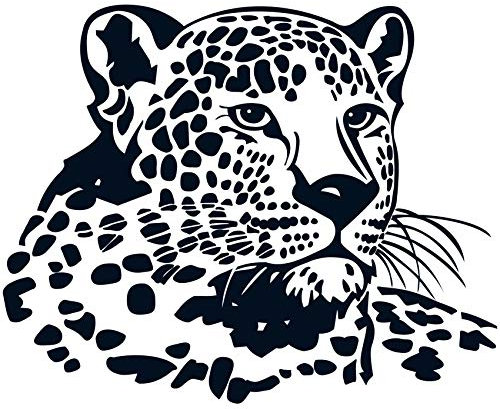 wall-refine WM-00106 | Leopard, Kopf | 72 x 58 cm, schwarz, seidenmatt, Wandtattoo Wandaufkleber in Premium Qualität, Wanddeko Deko Motiv Tier Raubkatze Katze Gepard Afrika Wild