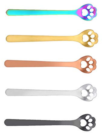 DOITOOL Kaffeelöffel 5PCS Katze Pfote Kuchen Hund Pfote Rühren Tee Dessert Scoop für Mischen Rühren Tee Teelöffel