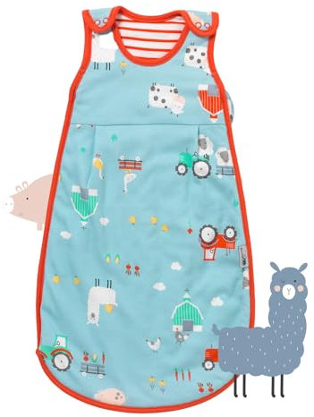 schlummersack Baby Schlafsack Neugeboren 100% Bio Sommer 1.0 Tog 56 cm dünn Bauernhof | Baby Sommerschlafsack dünn |Sommer Schlafsack Baby 1 Tog | Newborn Schlafsack Baby Sommer Bio Baumwolle