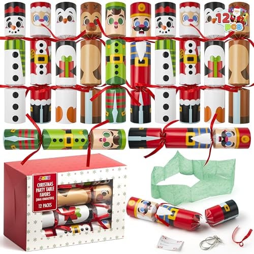 JOYIN 12 Stück Weihnachten Party Favor Geschenke Nicht-schnappende Party Tischgeschenke mit Weihnachtsfiguren, Holiday Party Favor Supplies für Kinder und Erwachsene, Weihnachtsfeiern