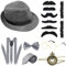 ELECLAND 10-teiliges 1920er Jahre Herren Kostümzubehör Set Roaring Retro Gangster Kostüm, Hut, Fliege, Taschenuhr, Hosenträger, Brille, Bart, Armband, Strumpfbänder, Taschenuhr (Gray)