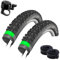 2 x Schwalbe SMART SAM Plus Performance Fahrradreifen DD GreenGuard Pannenschutz E-50 Fahrrad Mantel Decke 57-559 (26,0 x 2,25) + 2 Schwalbe DV13 Schläuche inkl. Fahrradklingel