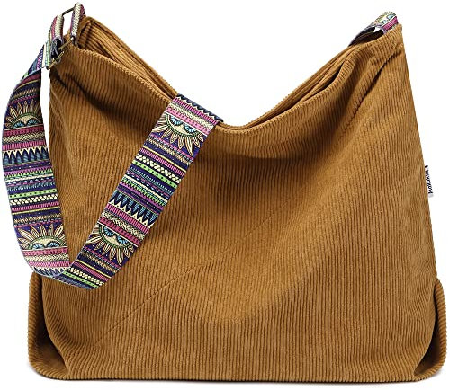 Makukke Handtasche Damen Umhängetasche, Cord Taschen Groß Shopper Tote Bag Schultertasche Casual Crossbody Bag für Schule Büro Arbeit Reisen Ausflug Einkauf