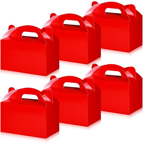 Geschenkboxen für Gastgeschenke, Geschenkboxen aus Papier, mit Griffen für Geburtstag, Hochzeit, Dusche, Weihnachten, Party, 15,2 x 8,9 x 8,9 cm, Rot, 36 Stück