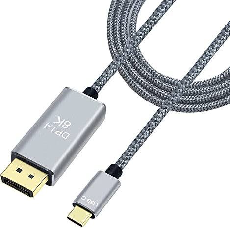 DCHAV 8K 1m USB C to DisplayPort Cable 4K@144Hz 8K@60Hz 2K@165Hz Nylon Braided Aluminum Connector for Monitor Computer Laptop Television Tablet