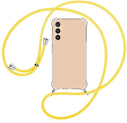 mtb more energy® Handykette kompatibel mit Samsung Galaxy A34 5G - Banana Gelb - Smartphone Hülle zum Umhängen - Anti Shock Full TPU Case