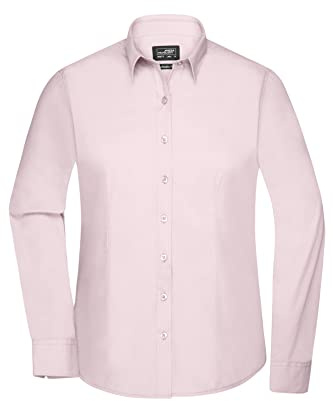 James & Nicholson Damenbluse Poplin Langarm - Taillierte Bluse in pflegeleichtem Materialmix | Farbe: light-pink | Grösse: M