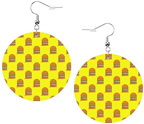 Runde Ohrringe aus Hamburger-Kunstleder für Teenager-Mädchen und Frauen, Tropfen-Ohrringe, Geschenk