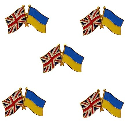 INSTITIZER 5PCs Multicolour Lapel Pin - UK Flag Themed Patriotic Military Badges - Men, Boys, Women, DIY Craft Gift Accessories
