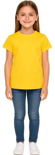 A2Z 4 Kids Girls Cotton T Shirt Plain Crew Neck - Girls T Shirt Yellow 9-10