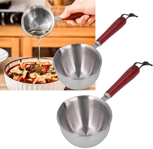Poêle à Beurre En Acier Inoxydable, Poêle à Sauce En Acier Inoxydable Avec Poignée En Bois, Chauffe-café Au Beurre De Lait, Casserole Pour Faire Bouillir du Lait, des Sauces, des Sauces(120ml)