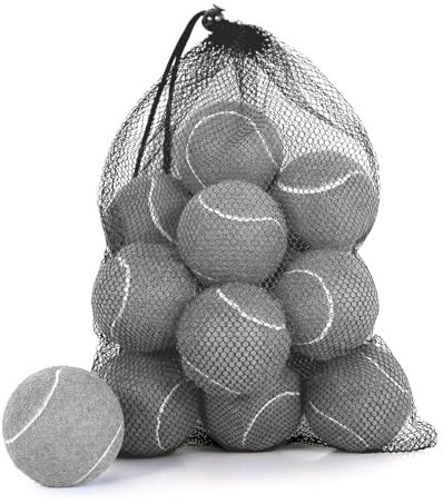 MRYCZ FYRHD 12/18/30/60 Pack Tennisbälle, Training Tennisbälle, Haustier Hund Spielbälle, Praxis Tennisbälle mit Netztasche und Stoßdämpfern für Transport und Anfängertraining, Grau, 18er-Pack, 0