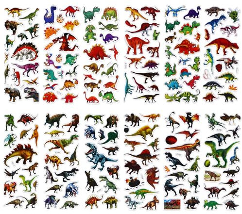 Amaxiu 3D Puffy Dinosaurier Abziehbilder für Kinder, 12 Blätter 160+ Pcs Cartoon Dino Aufkleber Belohnung Aufkleber Dinosaurier Themed Aufkleber für DIY Handwerk Scrapbooking Geburtstag Party Favors