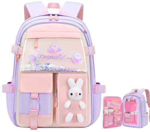 Aytop Mochilas para Niñas, Ligero Infantil Mochila Chica Mochilas Mochila Diaria para Niños Mochila Infantil Gran Capacidad Impermeable Mochila Niñas Escolar Primaria para Viaje Escolar(Morado)