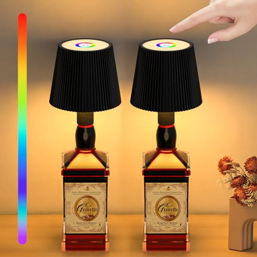 TRUMPETS LED Flaschenlampe Aufladbar Doppelleuchtmittel USB-C Dimmbare 3 Farbmuster IP54 Wasserdicht Touchgesteuerte Stimmungslicht für Innen und Außen Restaurant & Bar