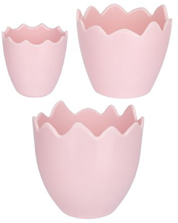 Ideen mit Herz Coquilles d'œufs décoratives | Décoration de table | Nid | Œufs de Pâques à poser | Gobelets à œufs | Remplissable | 3 tailles | 6-9,5 cm de haut (rose pastel)