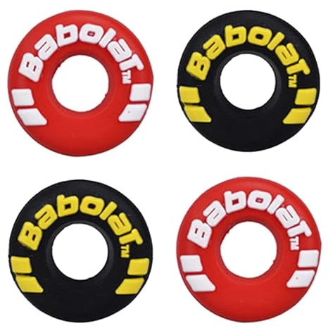 XIXILINRUIYUN 4 Pcs Rubber Tire Shape Vibration Dampener Durable Tennis Racket Shock Absorber Soft Tennis Accessory Great for Tennis Players… (black red)