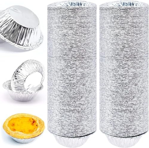 MEIYAXINWIN 200 Pièces Moule à Tartelette,Mini Moules à Tartelette Anti-adhésifs,Cercles à Tartelettes,Moules Pasteis de Nata,Idéal pour Toutes Vos Tartes et Pâtisseries,Petit Moule Incontournable