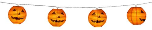Boland 73230 - Lichterkette mit Kürbis Lampions, Länge 185 cm, inkl. 2 x AA Batterie, Halloween Dekoration, Party Deko
