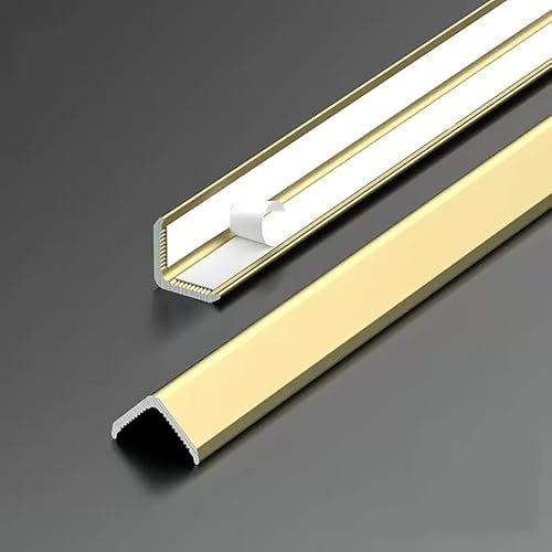 Raouoae 2 Stück Eckschutzprofil Wand Ecke Kantenschutzstreifen Schmaler Metall-Eckschutz Zum Schutz Der Wände, 89° Selbstklebend Eckschutzleiste Für Holzwände/Fliesen (Color : Gold A, Size : 150cm/5