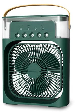3 in 1 Air Cooler, Mini Aire Acondicionado Portatil, Enfriador de Aire, Aires Acondicionados Móviles, Ventilador Humidificador, Mini Ventilador Aire Acondicionado para Dormitorios y Oficinas (Vert)