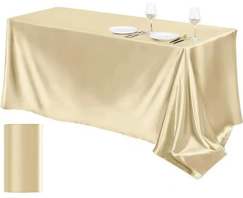 Satin-Tischdecke für Hochzeiten, hell, glatt, Gold/Weiß, hell, glatt, Tischdecke für Bankette, 144,8 x 259,1 cm, individuell, Champagner, 228 x 335 cm, Splice